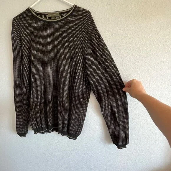 Ermenegildo Zenga Cotton Blend Lightweight Crew Neck Sweater Black Blue Yellow S